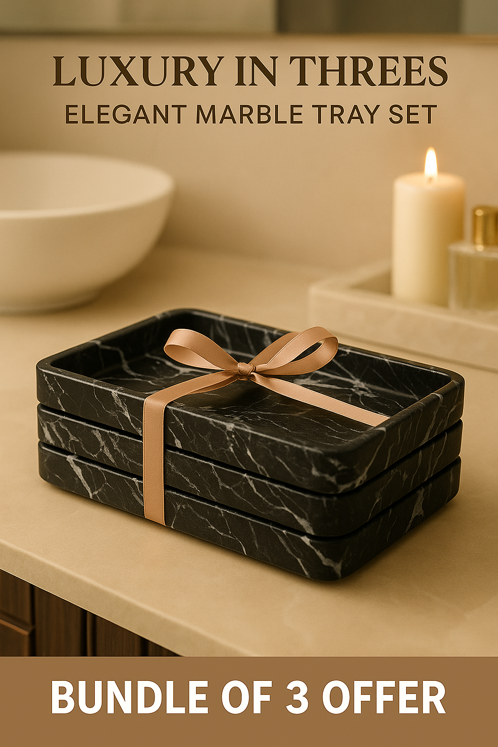Marble Bathroom Tray Bundle - Pack of 3 Offer
