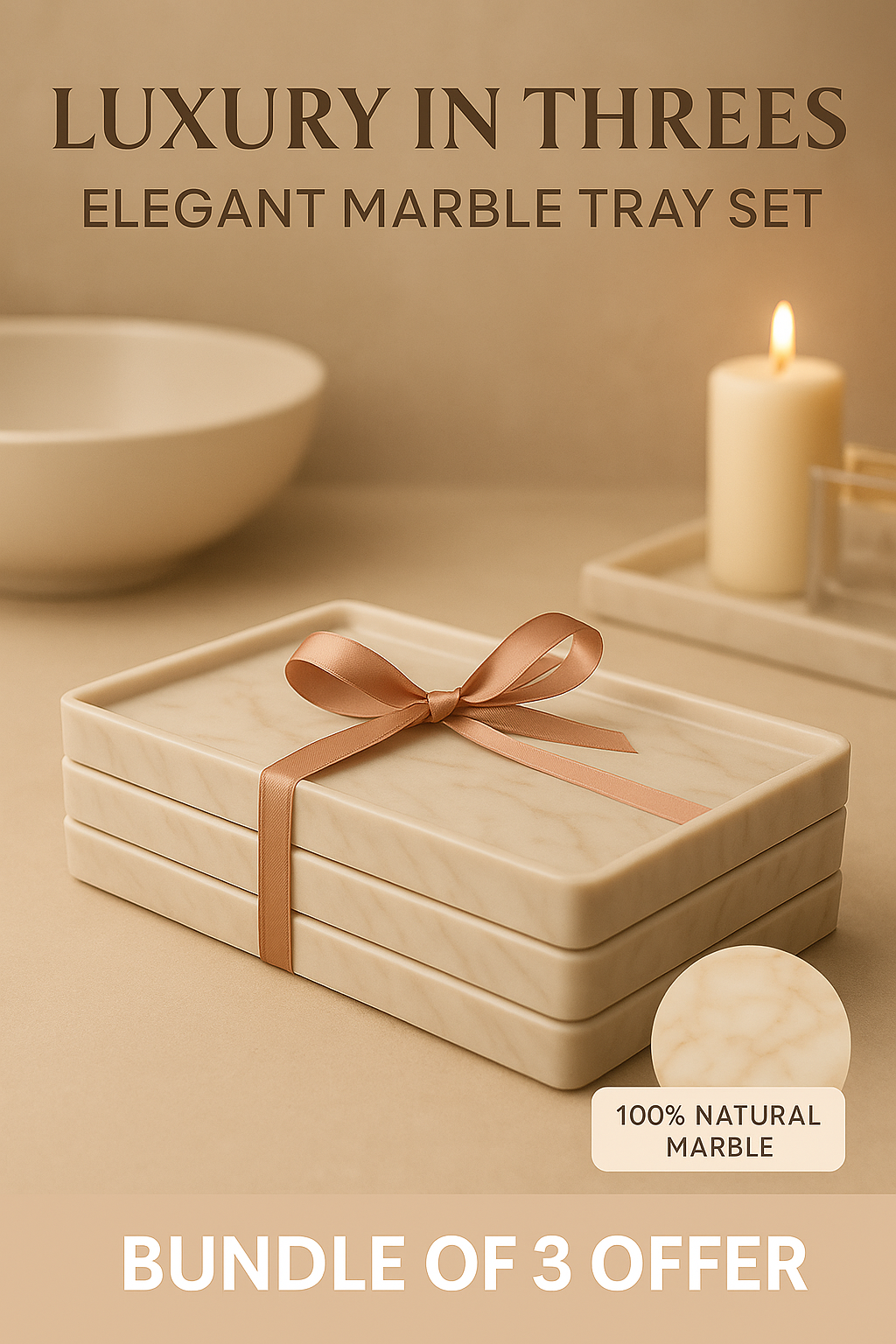 Marble Bathroom Tray Bundle - Pack of 3 Offer