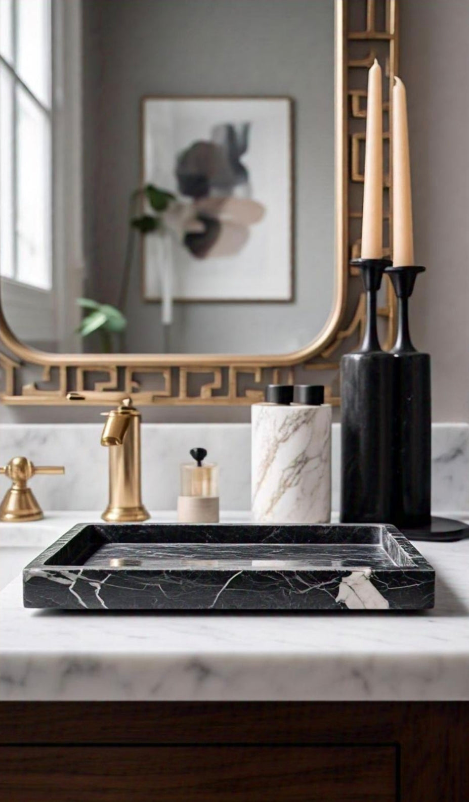 Black-White Bathroom Tray