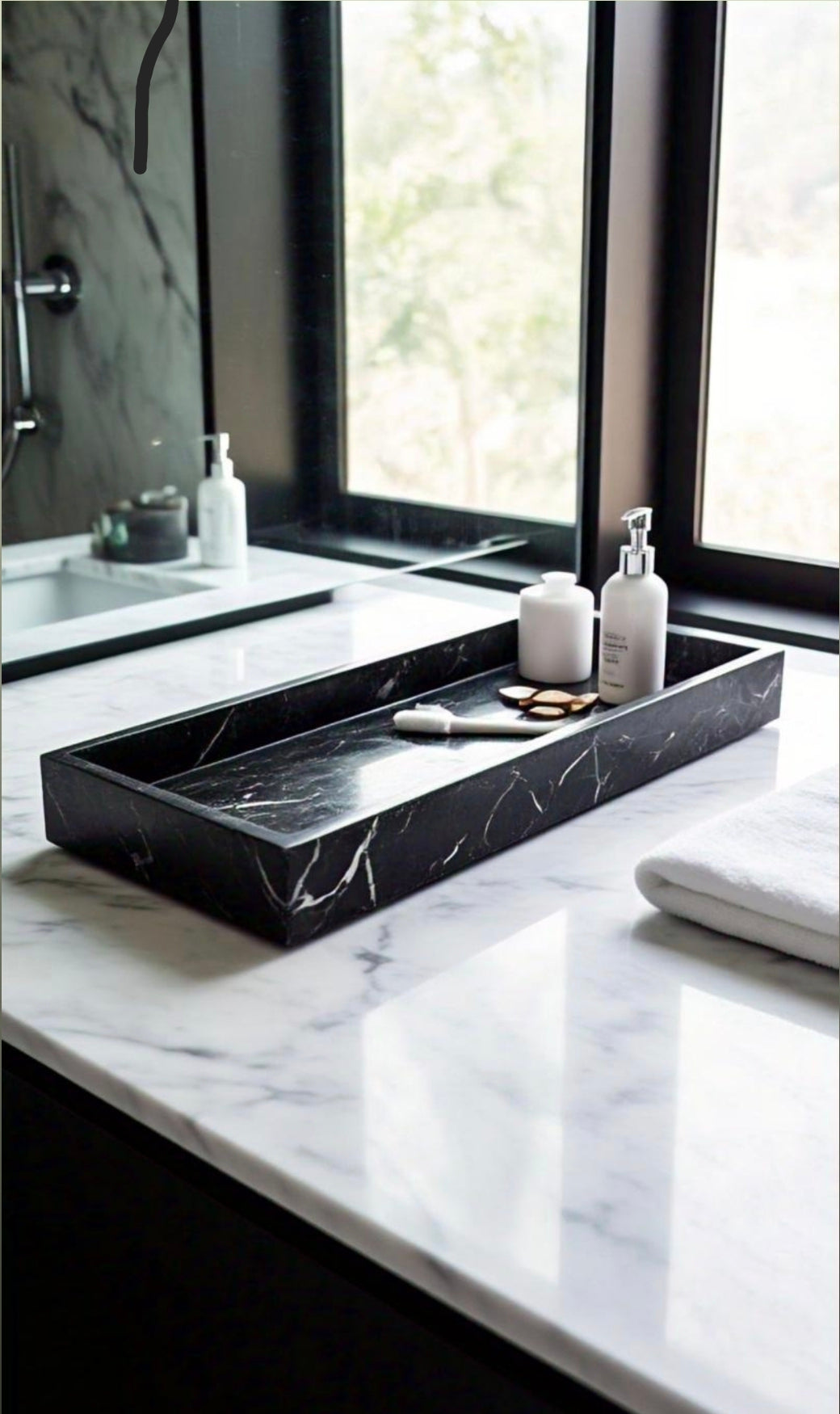 Black-White Bathroom Tray