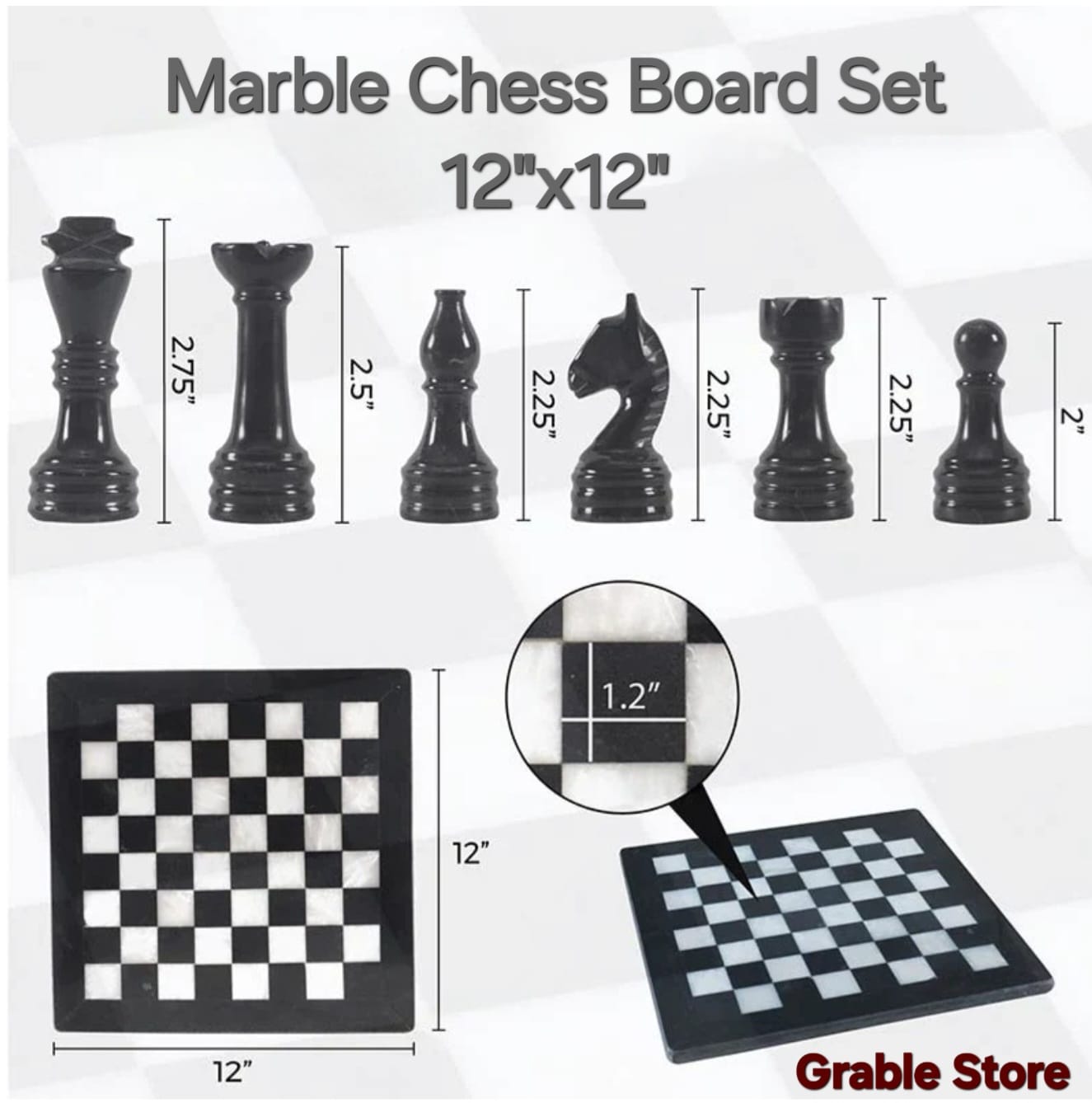 Classic Elegance: Black & White Marble Chess Set