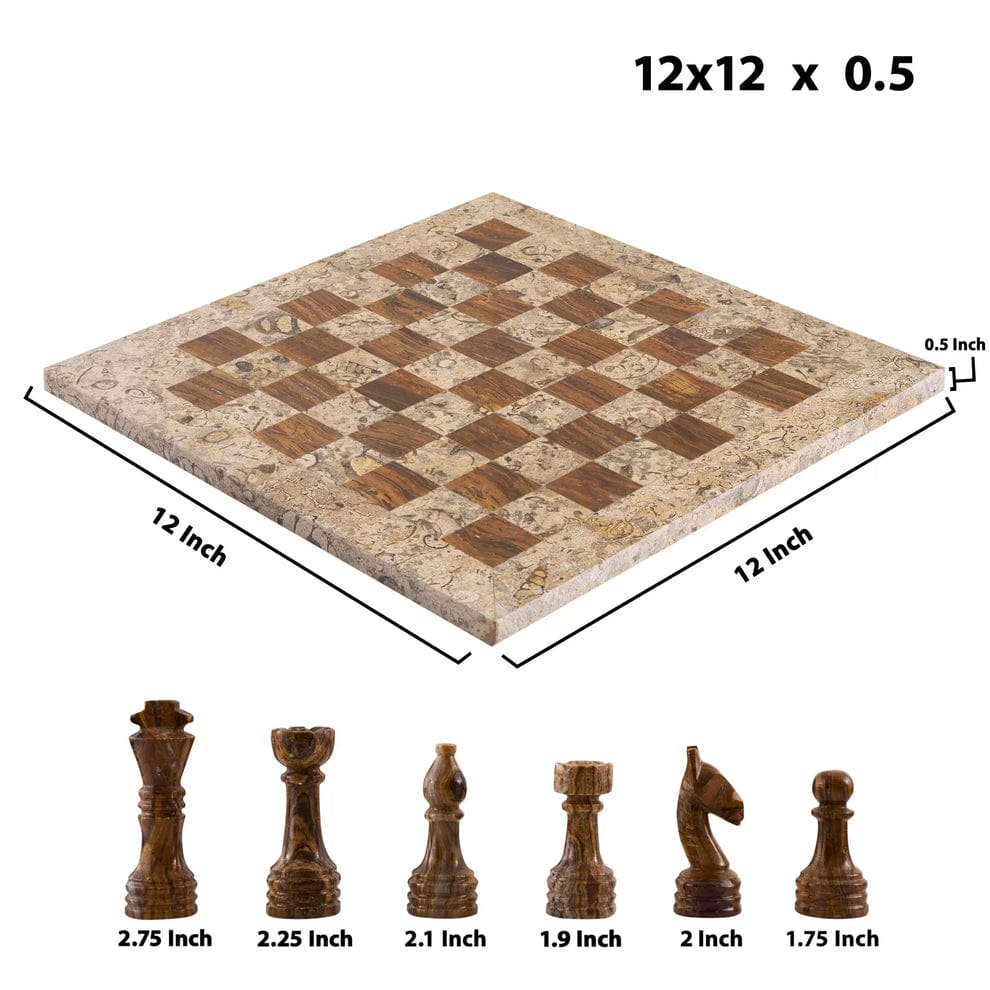 Warm and Inviting: Coral & Brown Marble Chess Set