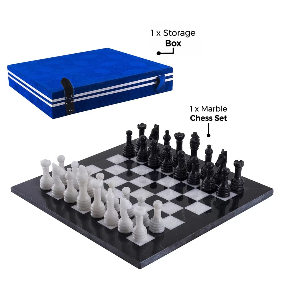 Classic Elegance: Black & White Marble Chess Set