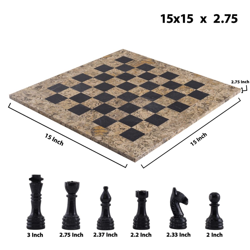 Vibrant Contrast: Coral & Black Marble Chess Set