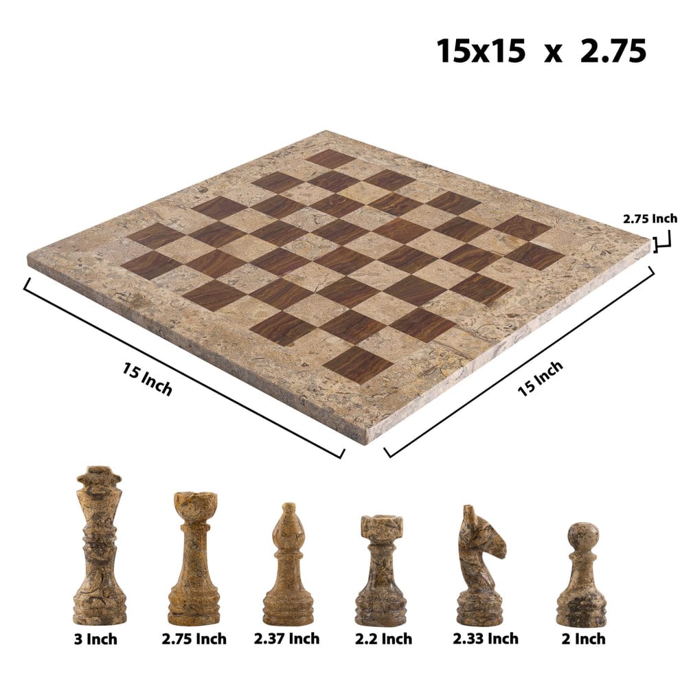 Warm and Inviting: Coral & Brown Marble Chess Set