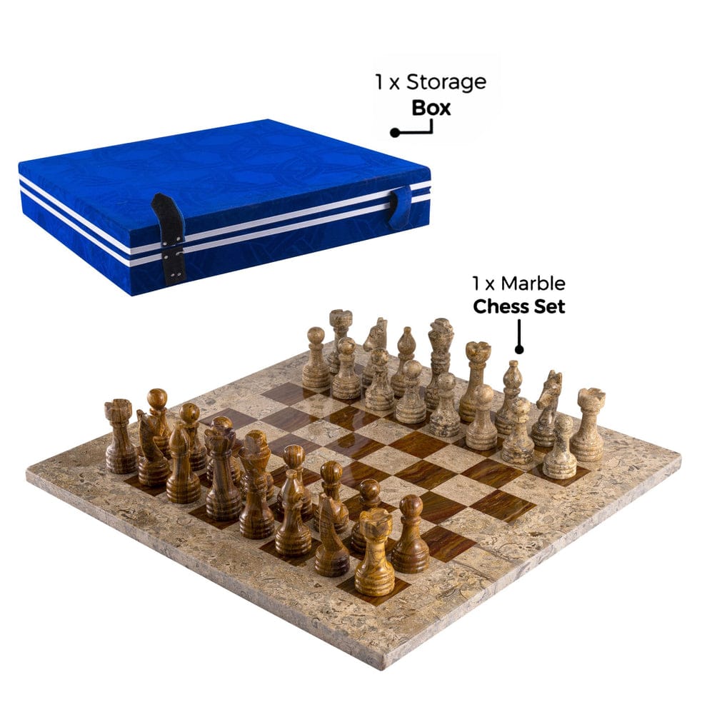 Warm and Inviting: Coral & Brown Marble Chess Set