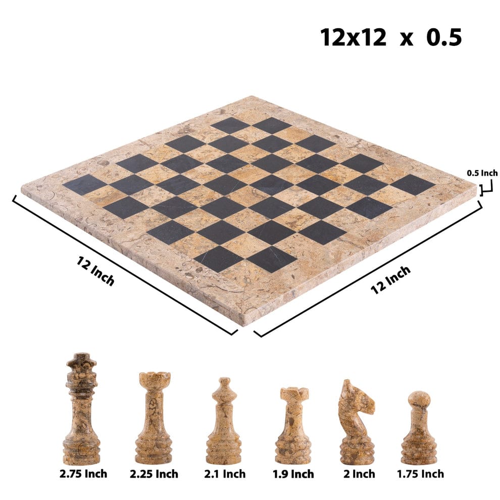 Vibrant Contrast: Coral & Black Marble Chess Set