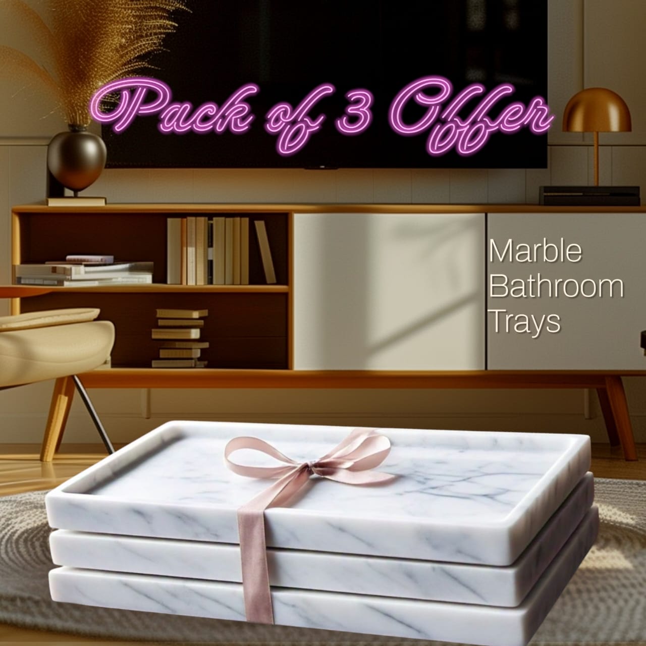 Marble Bathroom Tray Bundle - Pack of 3 Offer