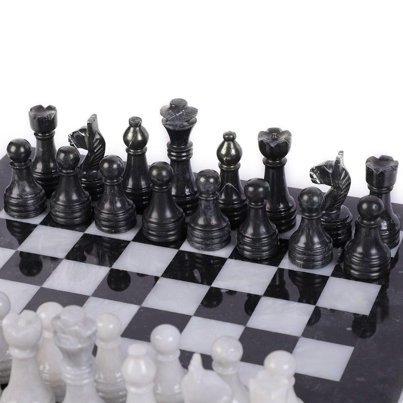 Classic Elegance: Black & White Marble Chess Set