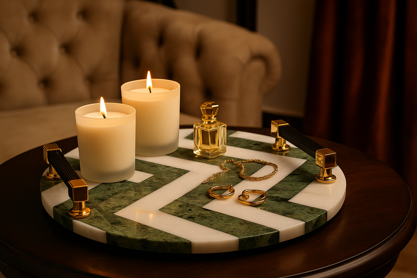Jade Chevron Round Platter