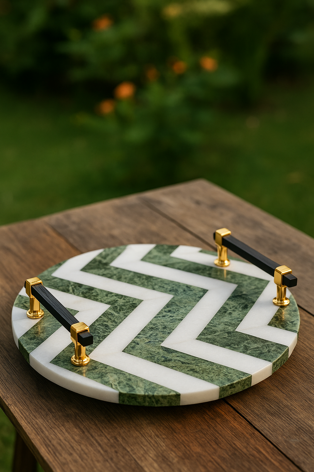 Jade Chevron Round Platter