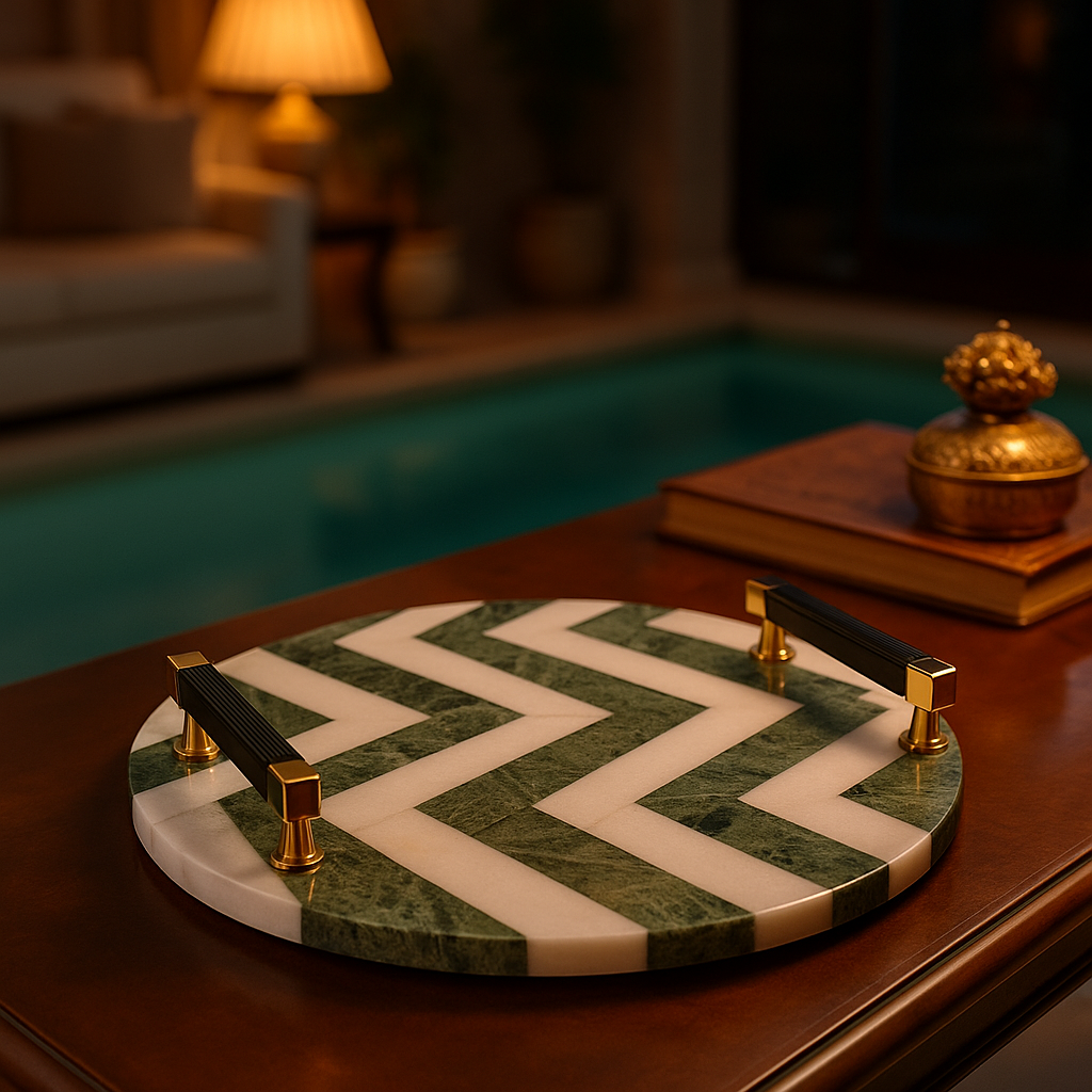 Jade Chevron Round Platter