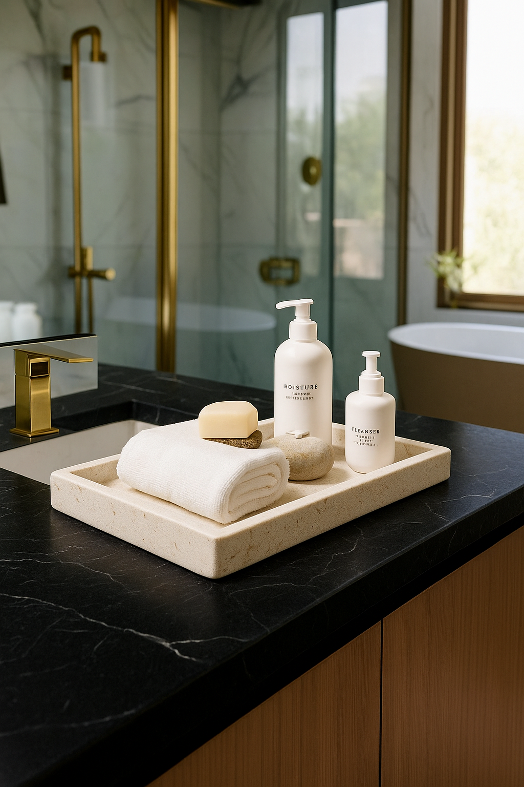 Cream Bathroom Tray