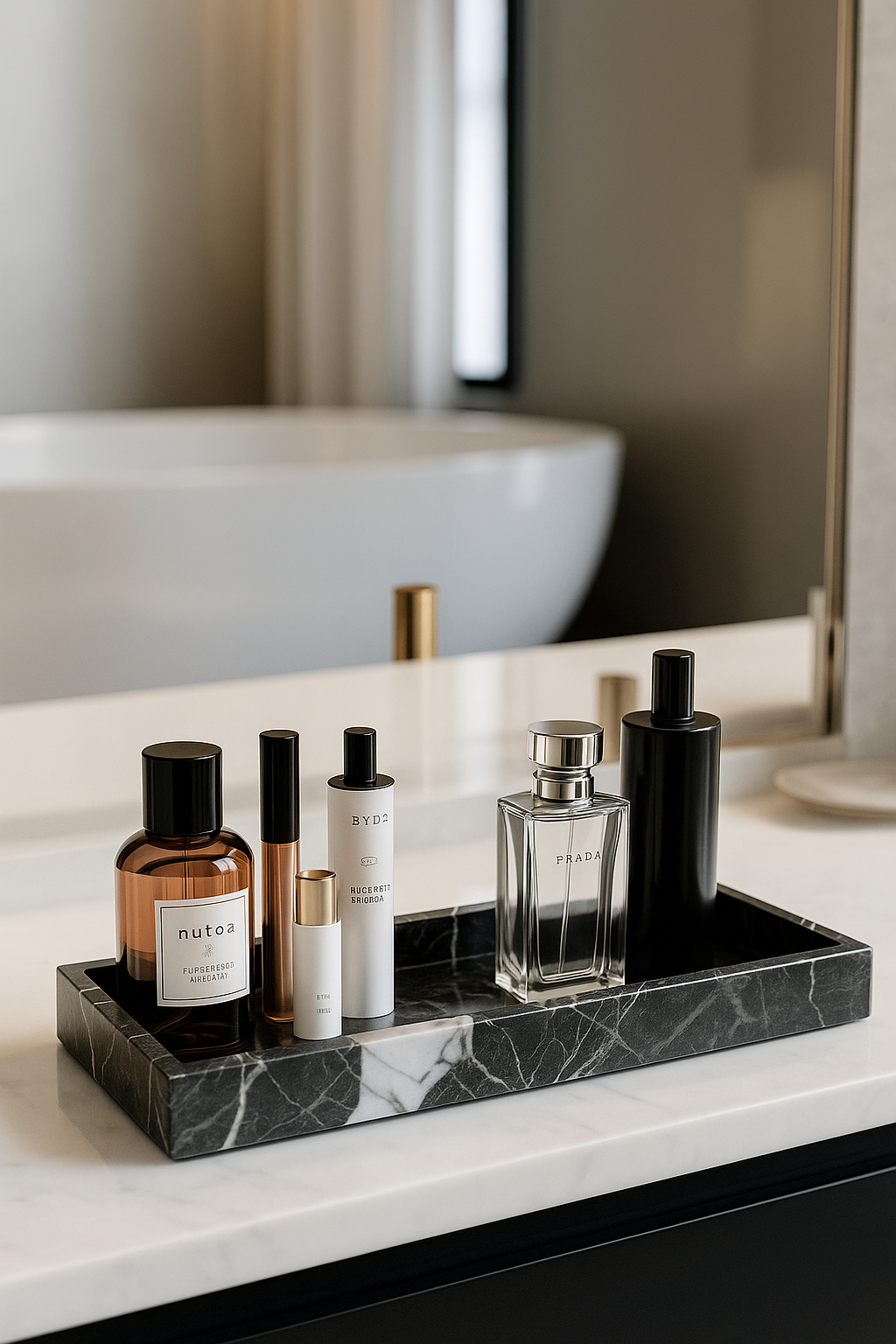 Black-White Bathroom Tray