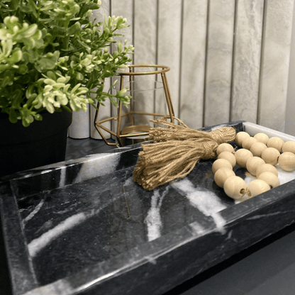 Black & White Marble Bathroom Tray