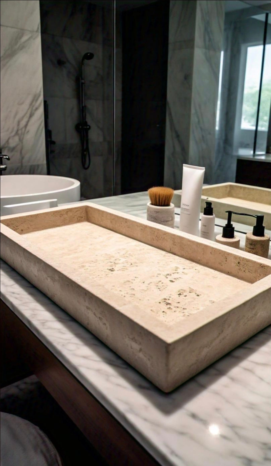 Cream Bathroom Tray