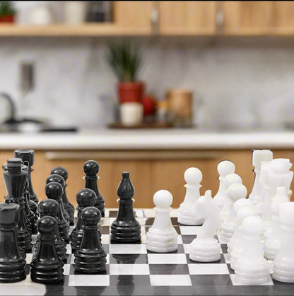 Classic Elegance: Black & White Marble Chess Set