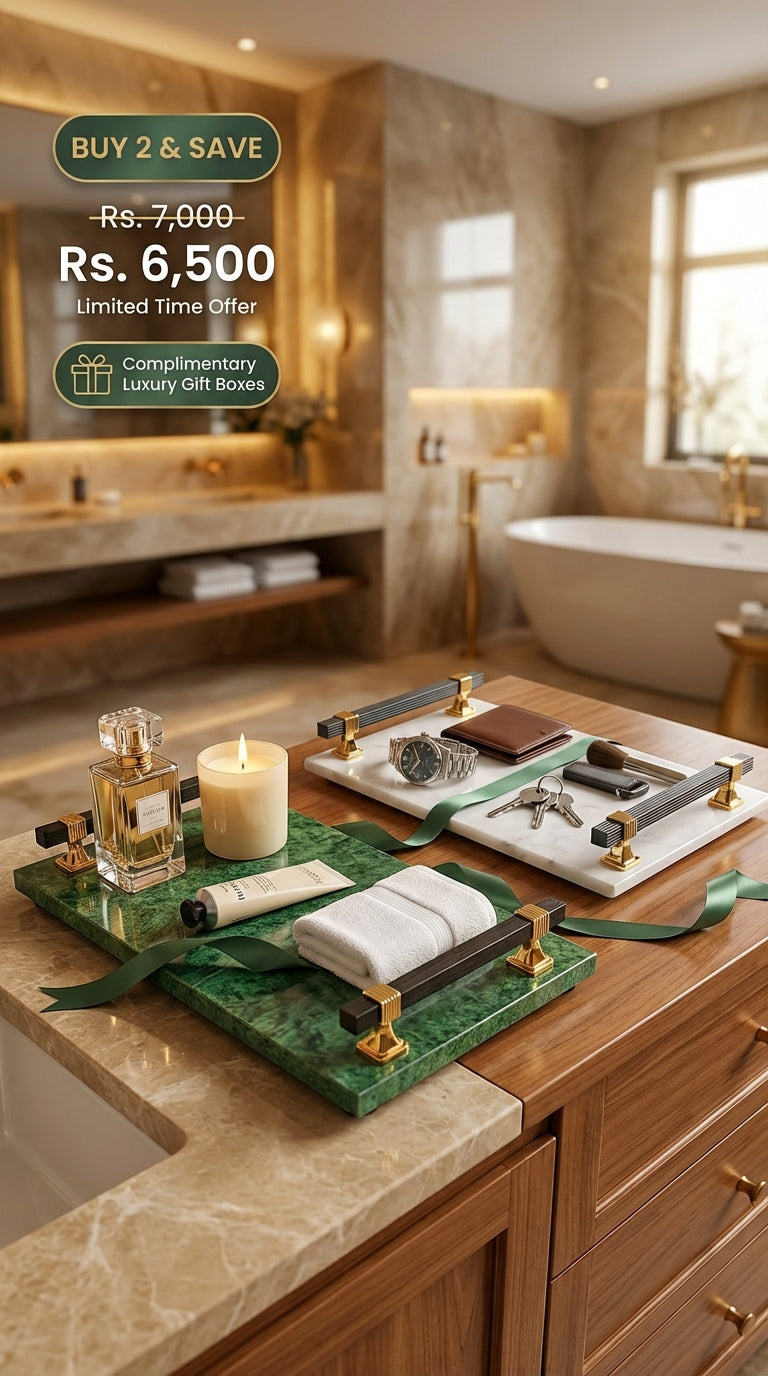 Premium Marble Handle Trays BUNDLE OFFER – Pack of 2