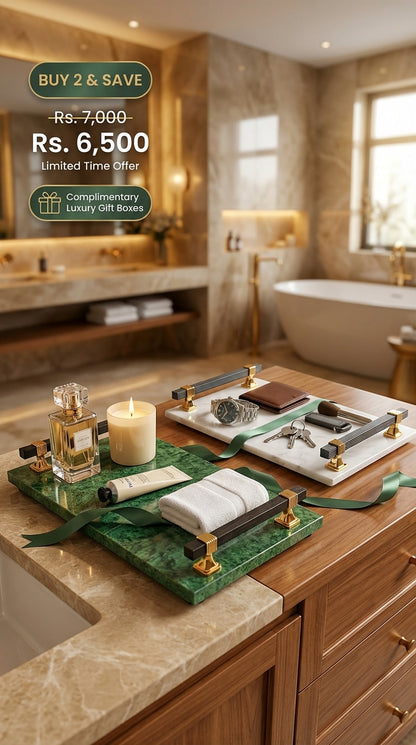 Premium Marble Handle Trays BUNDLE OFFER – Pack of 2