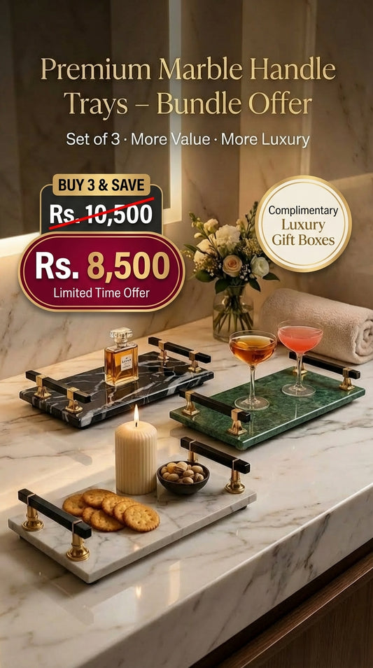 Premium Marble Handle Trays BUNDLE OFFER – Pack of 3