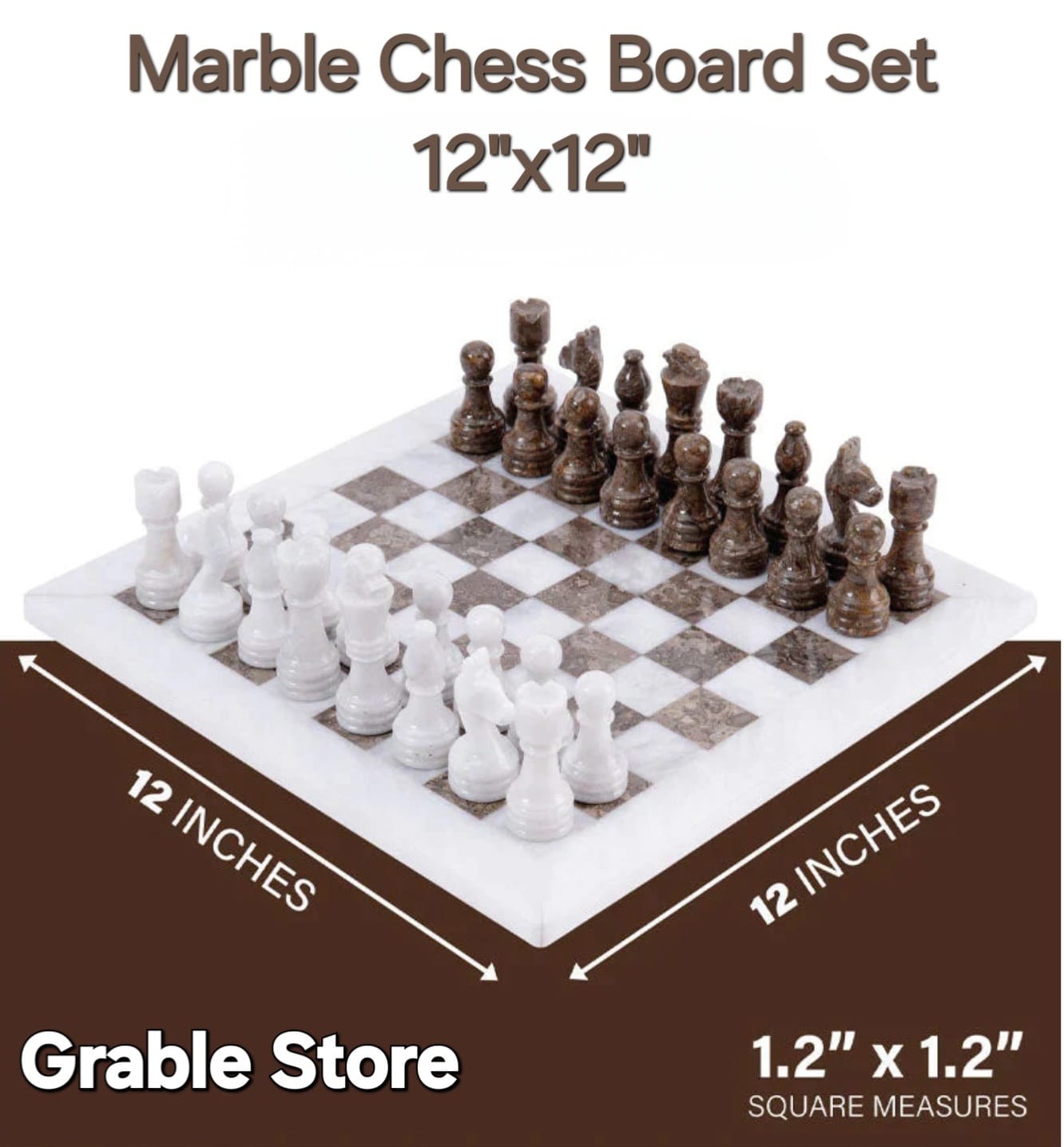 Serene Serenity: White & Gray Marble Chess Set