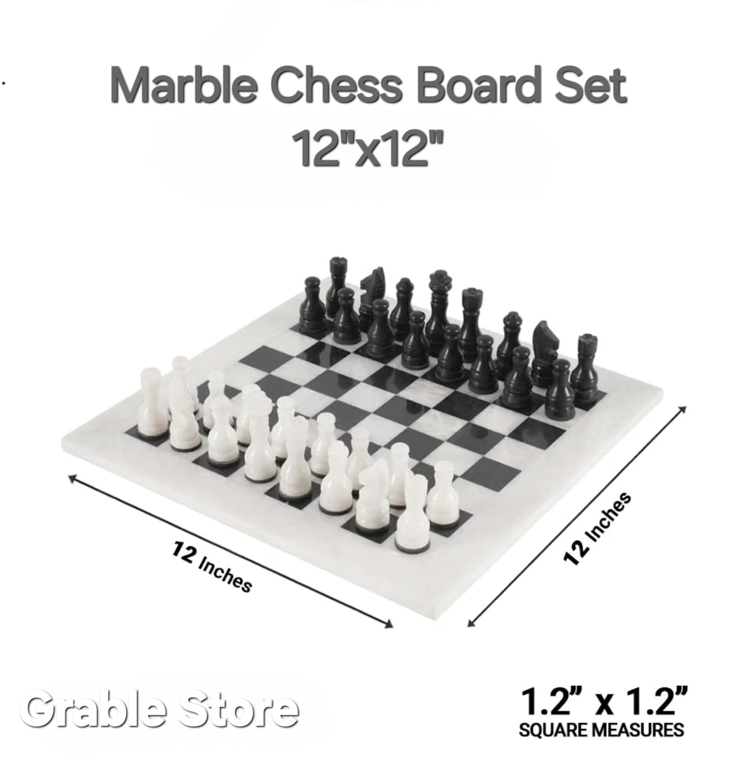 Opulent Elegance: White & Black Marble Chess Set