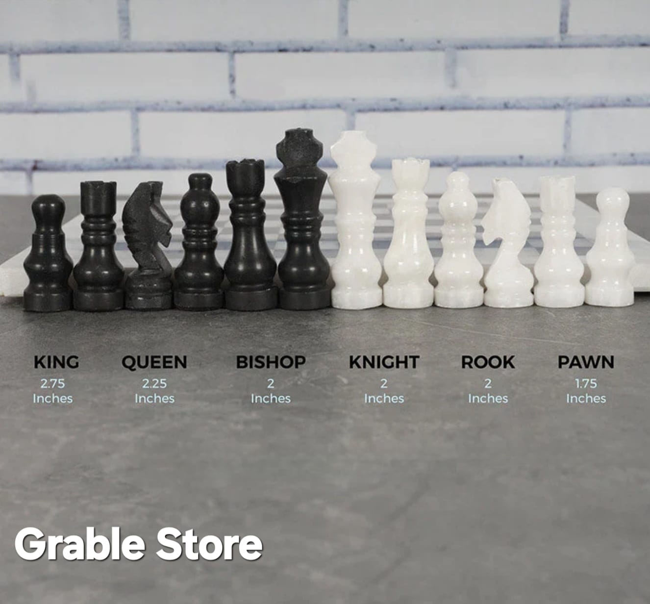 Opulent Elegance: White & Black Marble Chess Set