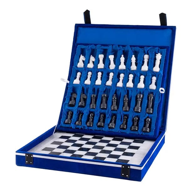 Opulent Elegance: White & Black Marble Chess Set