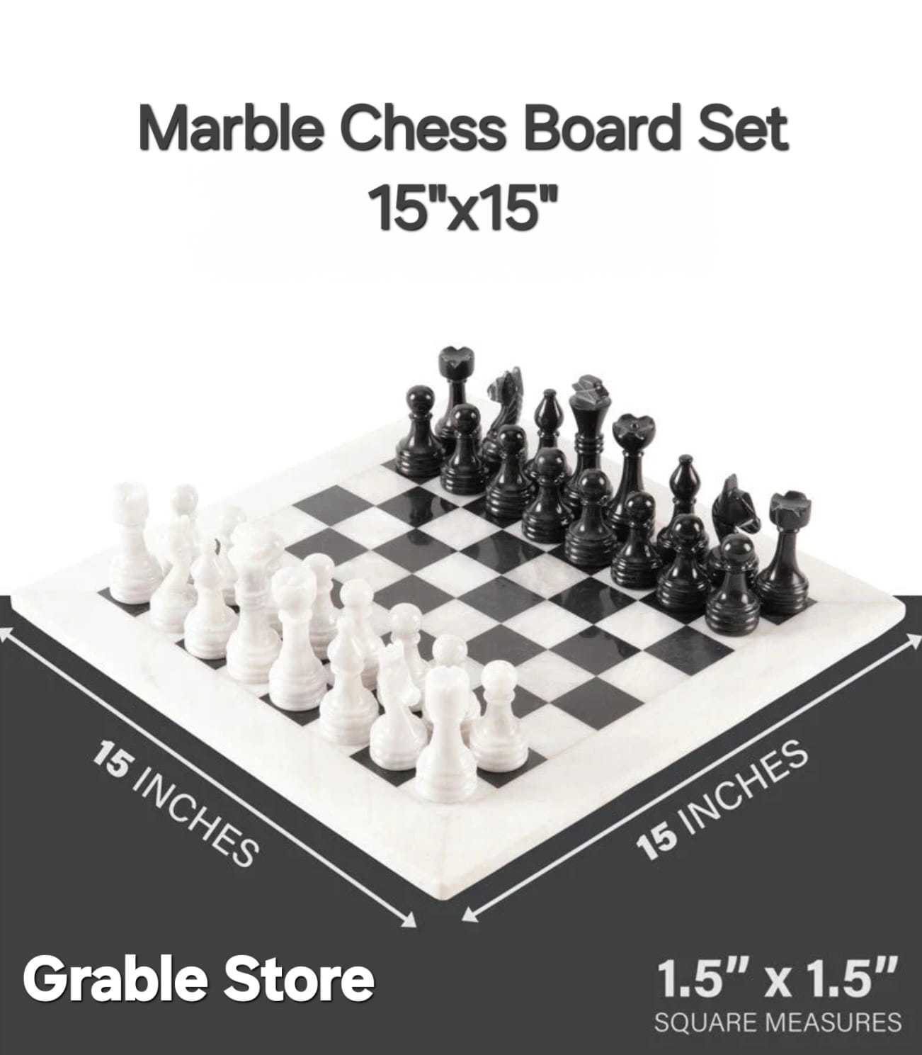 Opulent Elegance: White & Black Marble Chess Set