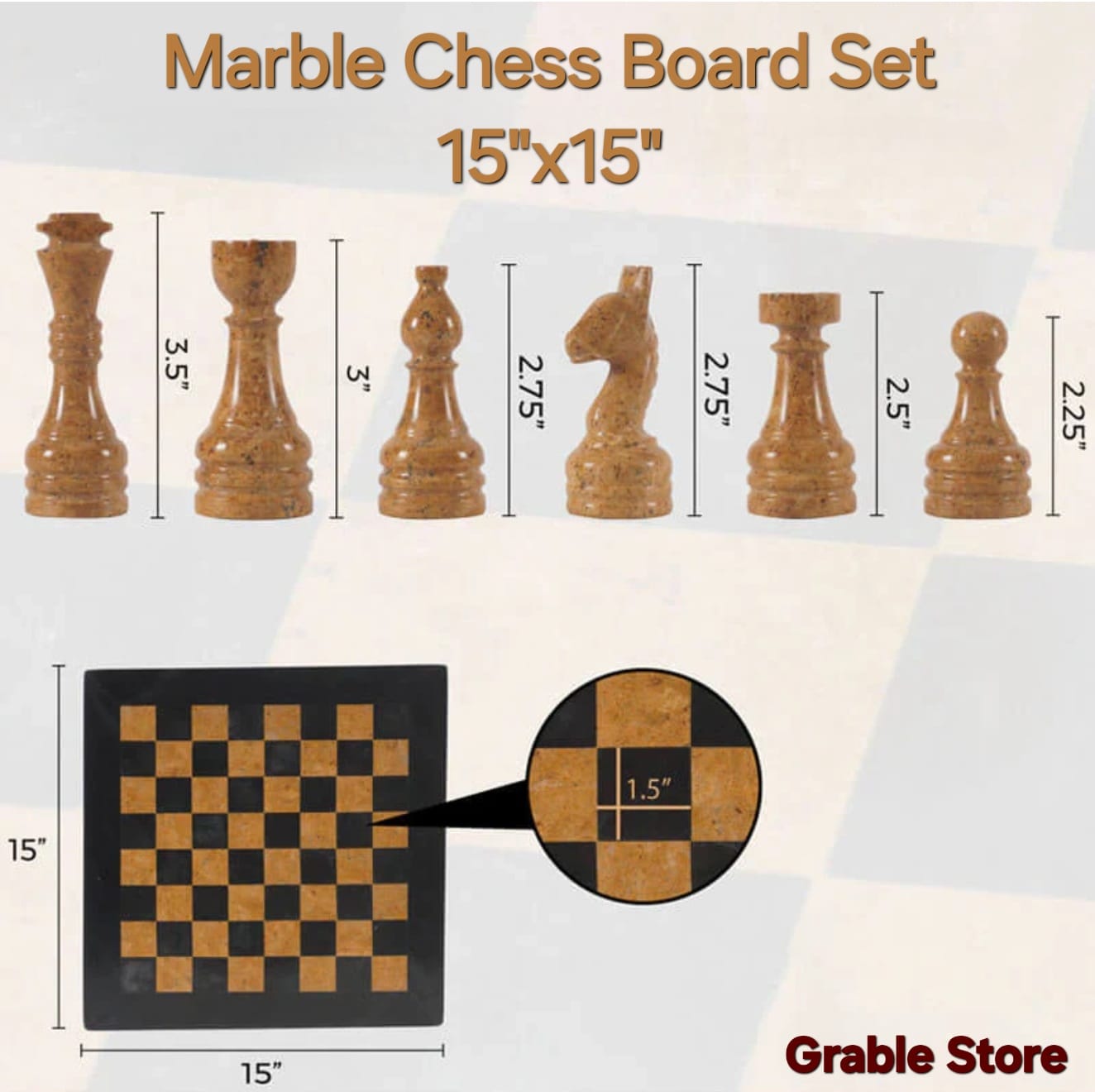 Luxurious Serenity: Black & Golden Marble Chess Set