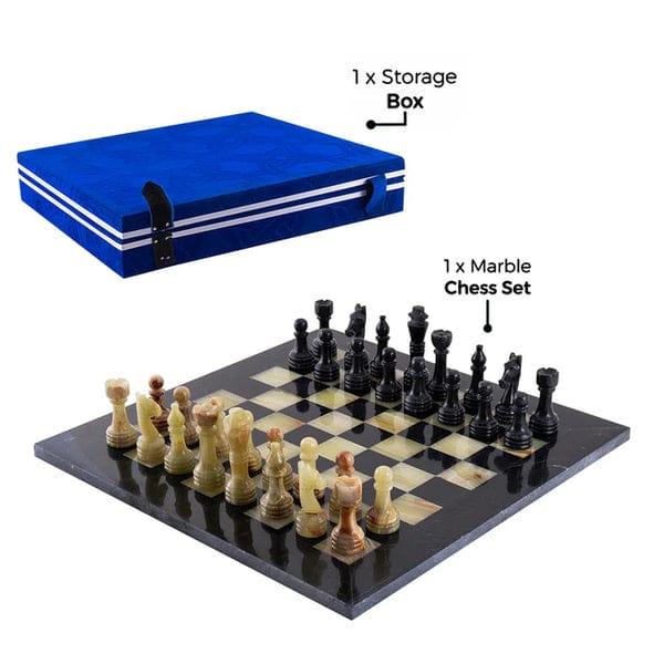 Grandiose Gameplay: Black & Onyx Marble Chess Set