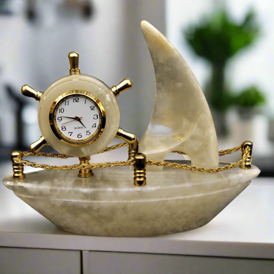 Marble Majesty Clock Boat