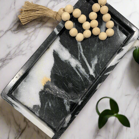 Black & White Marble Bathroom Tray