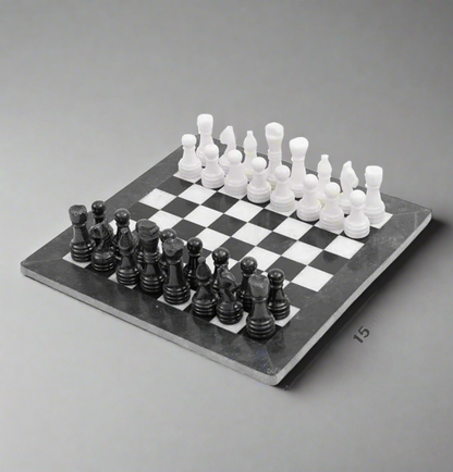 Classic Elegance: Black & White Marble Chess Set