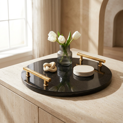 Nero Granite Signature Platter in a sunlit dining-room setting