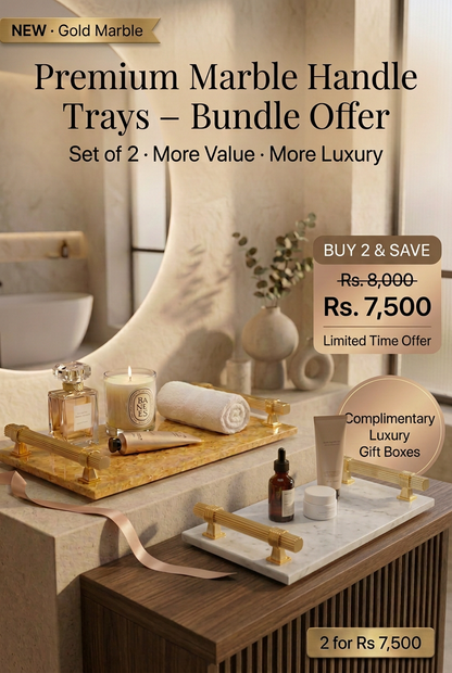 Gold and Carrara white marble tray bundle