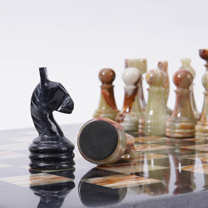 Grandiose Gameplay: Black & Onyx Marble Chess Set