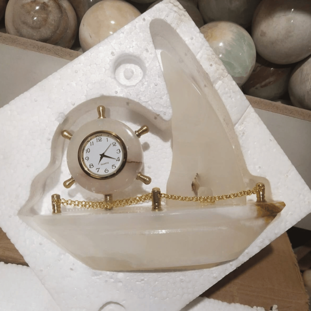 Marble Majesty Clock Boat