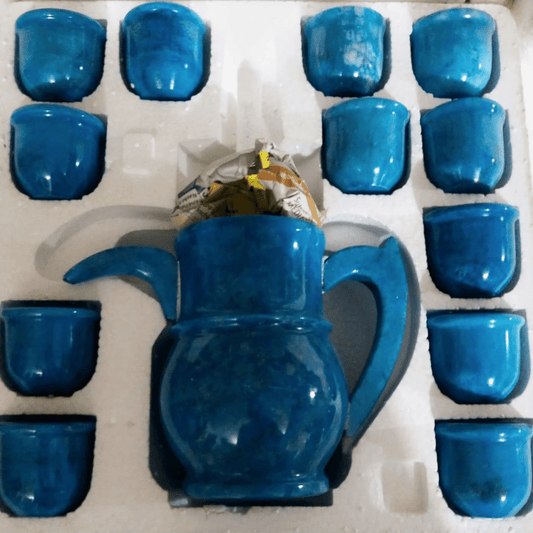 Marble Tea Cup Set - Pack of 12 Cups & Jug