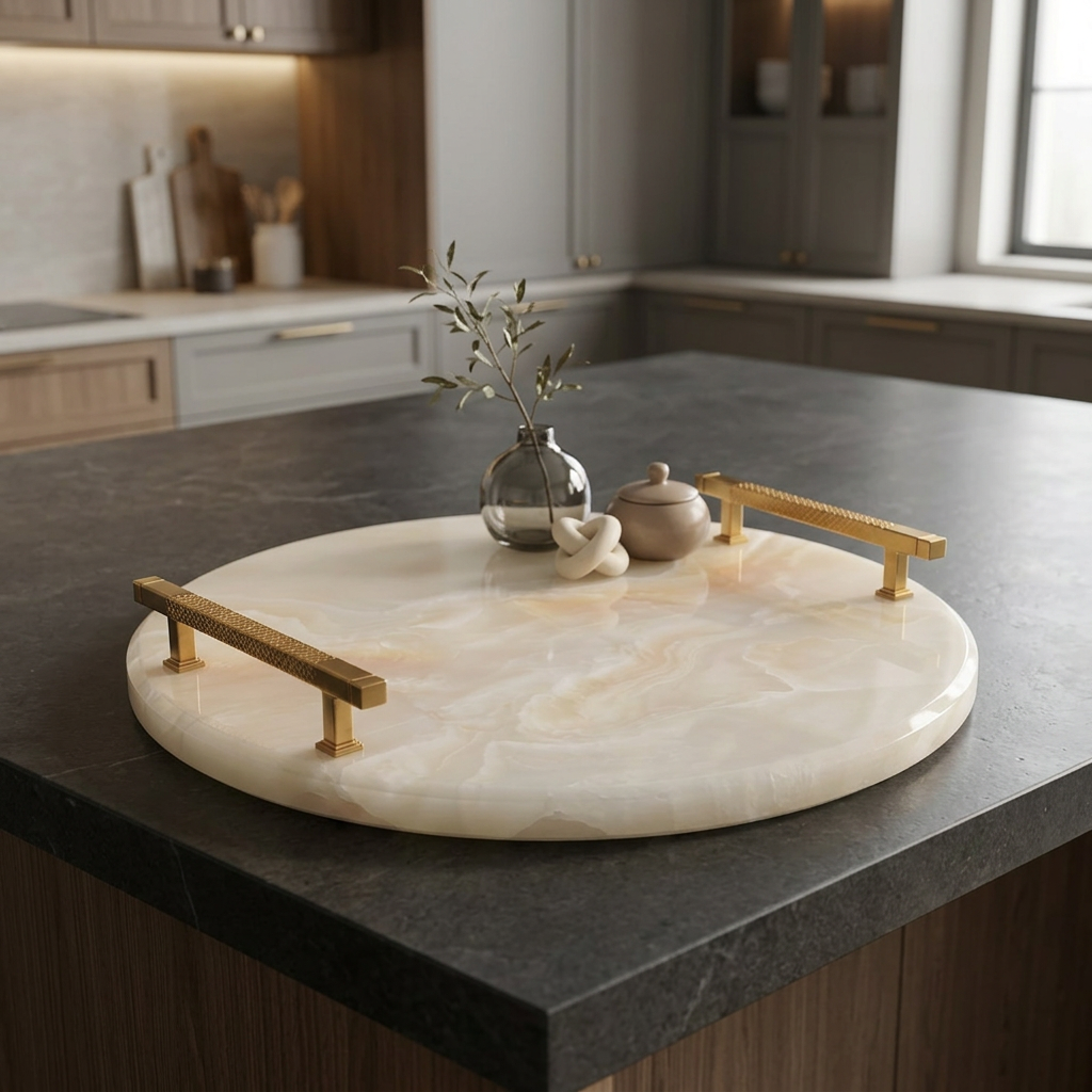 Onyx Pearl Signature Platter styled on a dark grey island