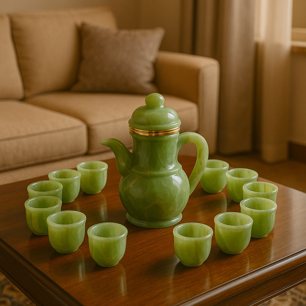 Marble Tea Cup Set - Pack of 12 Cups & Jug