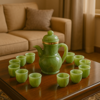 Marble Tea Cup Set - Pack of 12 Cups & Jug