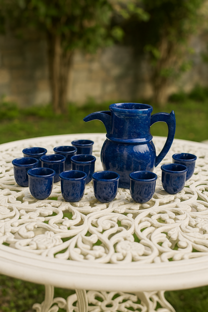 Marble Tea Cup Set - Pack of 12 Cups & Jug