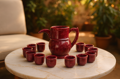 Marble Tea Cup Set - Pack of 12 Cups & Jug